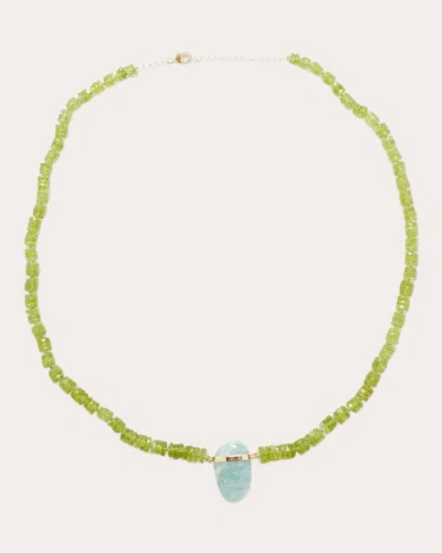 Jia Jia Women's Peridot & Aquamarine Beaded Pendant Necklace In Green