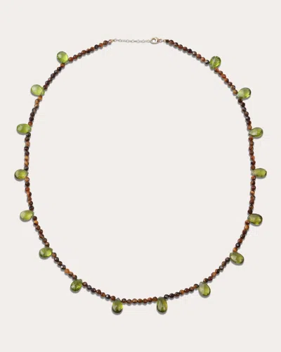 Jia Jia Women's Tiger's Eye & Peridot Beaded Drops Necklace In Tan/green