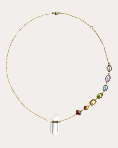 Jia Jia Women's Rainbow Chakra & Crystal Quartz Gemstone Pendant Necklace