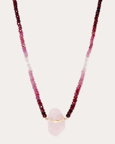 Jia Jia Women's Ombré Ruby & Rose Quartz Beaded Bar Pendant Necklace In Pink