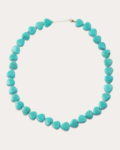 Jia Jia Women's Turquoise Beaded Heart Necklace In Blue