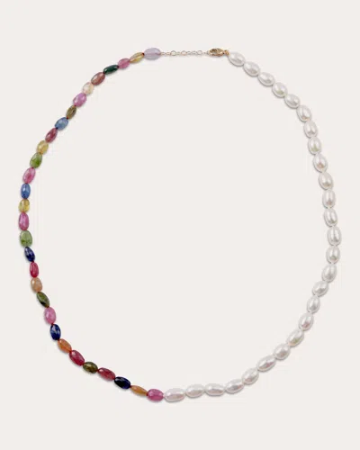 Jia Jia Women's Faceted Rainbow Sapphire & Freshwater Pearl Union Necklace In Rainbow/white