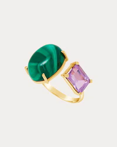Jia Jia Women's Malachite & Amethyst Moi Et Toi Ring In Green/purple