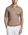 Reiss Duchie - Camel Merino Wool Open Collar Polo Shirt, L