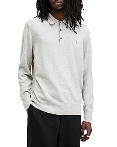 Allsaints Kilburn Long Sleeve Polo Jumper In Cool Grey