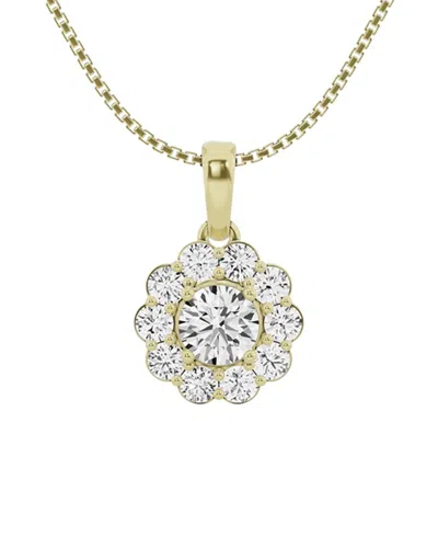 Lab Grown Diamonds 14k 1.00 Ct. Tw. Lab Grown Diamond Halo Pendant Necklace In Gold