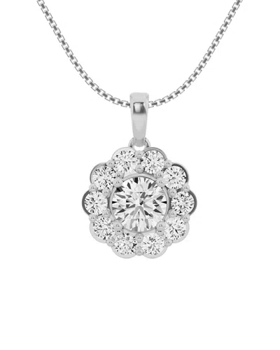 Lab Grown Diamonds 14k 2.00 Ct. Tw. Lab Grown Diamond Halo Pendant Necklace In White