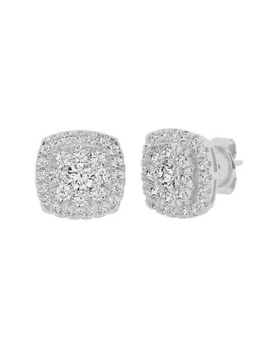 Lab Grown Diamonds 14k 2.00 Ct. Tw. Lab Grown Diamond Cluster Earrings In Metallic