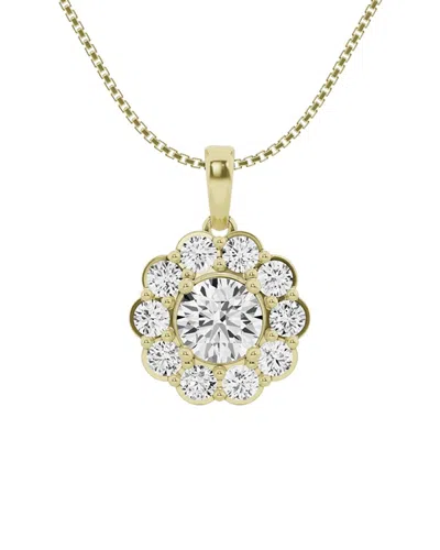 Lab Grown Diamonds 14k 2.00 Ct. Tw. Lab Grown Diamond Halo Pendant Necklace In Gold