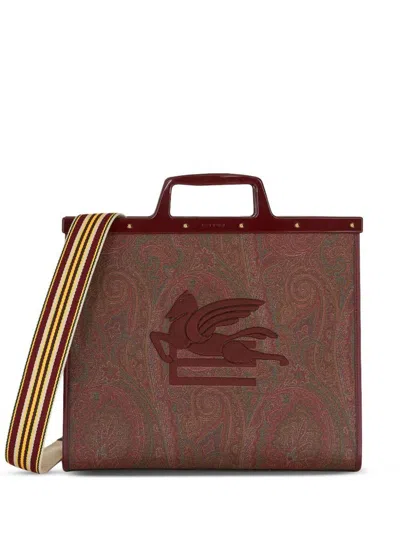 Etro Large Love Trotter Tote Bag In Rosso