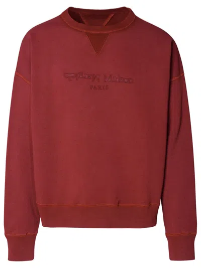 Maison Margiela Burgundy Cotton Sweatshirt In Red