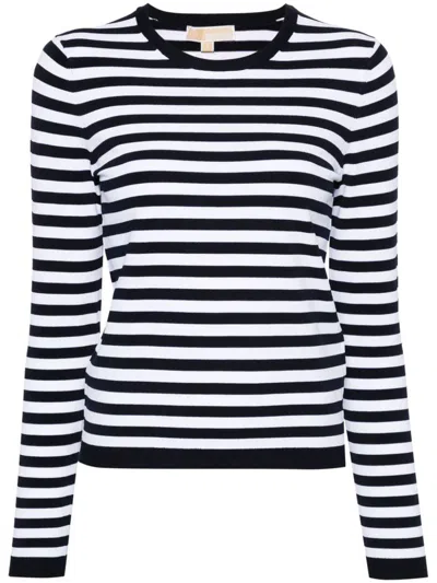 Michael Kors Striped Crewneck T In White