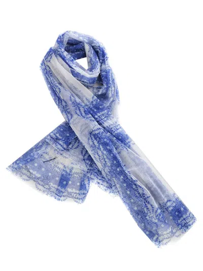 Philosophy Di Lorenzo Serafini Scarf  Flowers Made Of Tulle In Blue