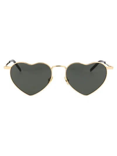 Saint Laurent Sunglasses In 004 Gold Gold Grey
