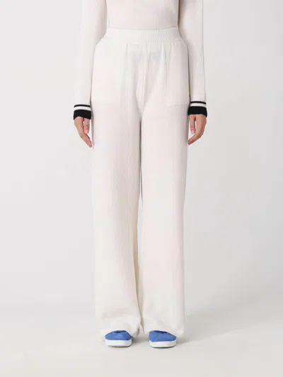 Msgm Elasticated Waistband Wide-leg Knitted Trousers In White