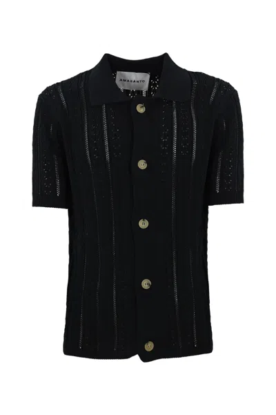Amaranto Perforated Shirt In Black