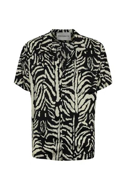 Amaranto Zebra-print Viscose Shirt In Nero