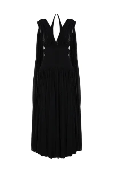 Philosophy Di Lorenzo Serafini Long Black Mesh Design Dress In Nero