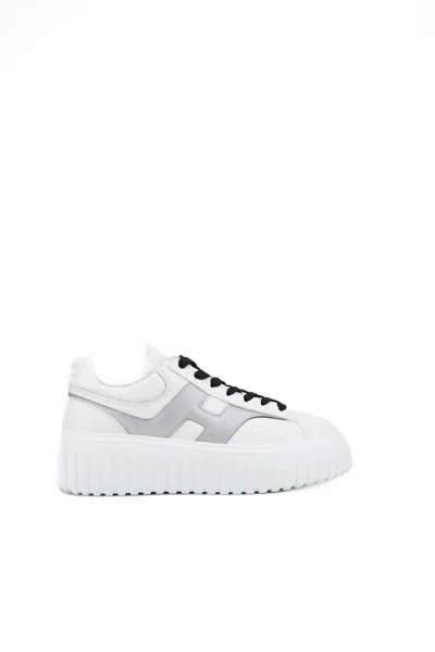 Hogan White H-stripes Sneakers In Bianco
