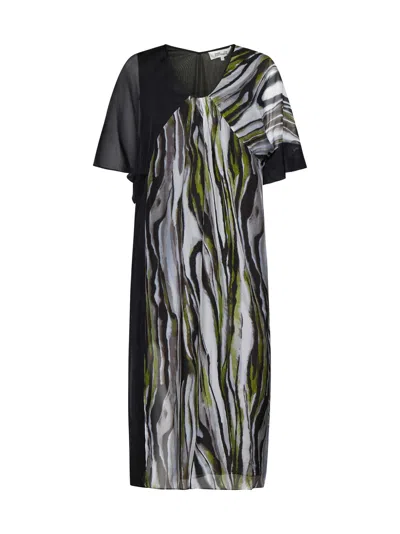Diane Von Furstenberg Dress In Zebra Mist/black