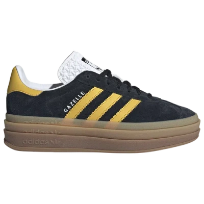 Adidas Originals Gazelle Bold Trainers With Gum Sole In Black And Yellow In Black/gold