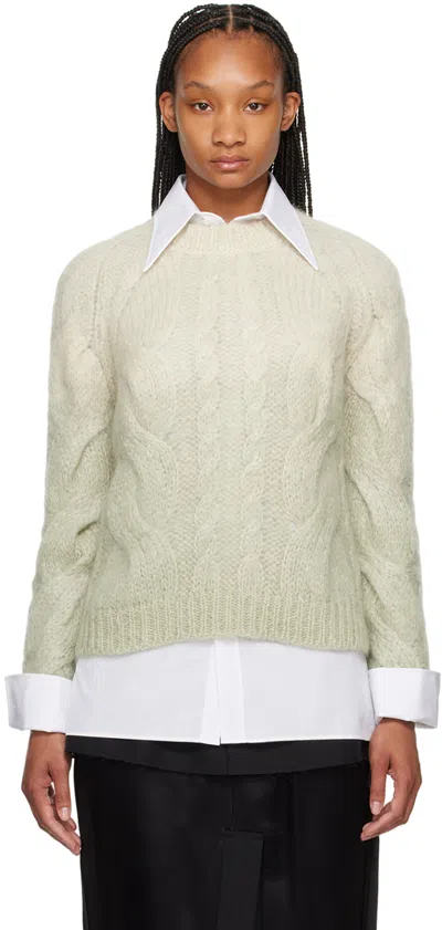 Maison Margiela Cable-knit Crewneck Sweater In 623 Pistachio