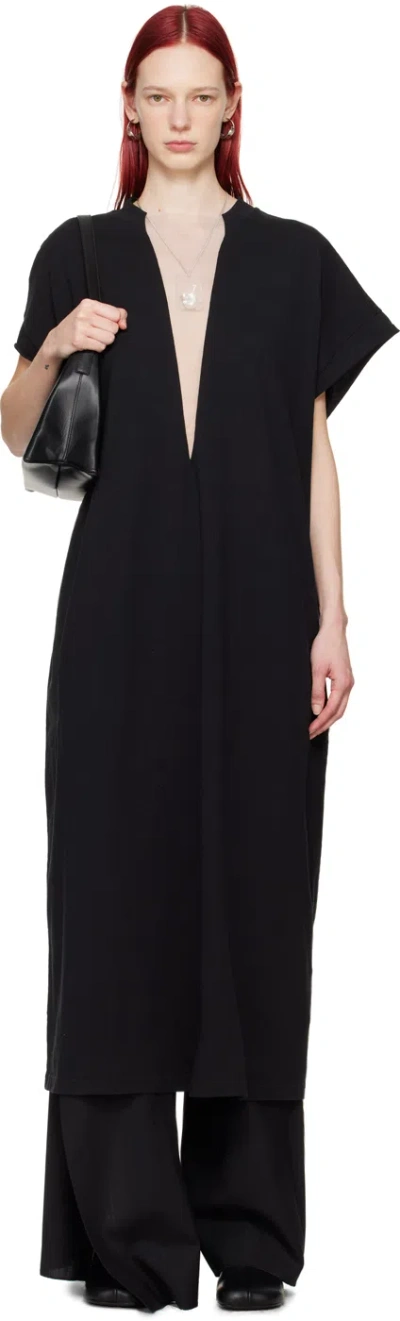 Mm6 Maison Margiela V-neck Sheer-panelling Cotton Dress In 900 Black