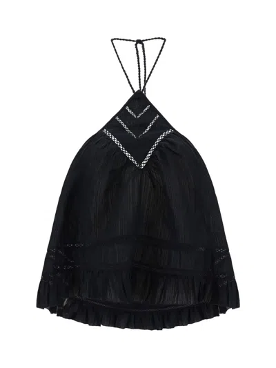 Isabel Marant Étoile Ruffled Backless Blouse In Faded Black