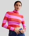 Cynthia Rowley Women's Cropped Striped Turtleneck Top In Red