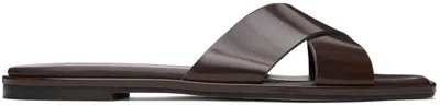Aeyde Sonia Leather Slides In Moka