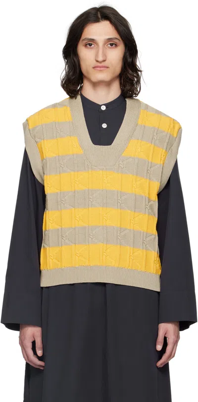 Kiko Kostadinov Merli Stripe Cotton Cable Jumper Waistcoat In Multicolor