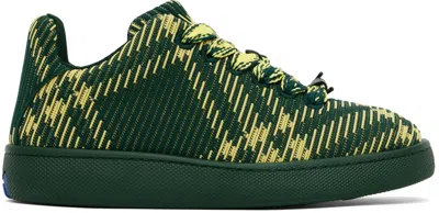 Burberry Check Knit Box Trainers In Green,yellow