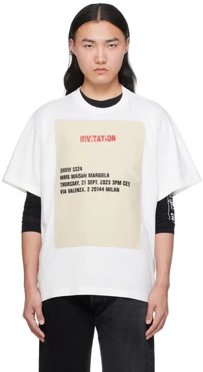 Mm6 Maison Margiela Invitation-patch Cotton T-shirt In Weiss
