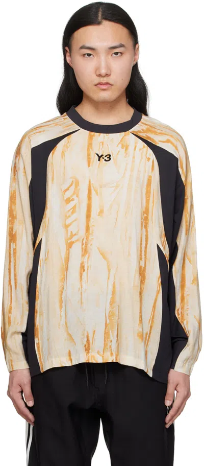 Y-3 Rust Print Long Sleeve T-shirt In Orange Multi Color Camo/ Black