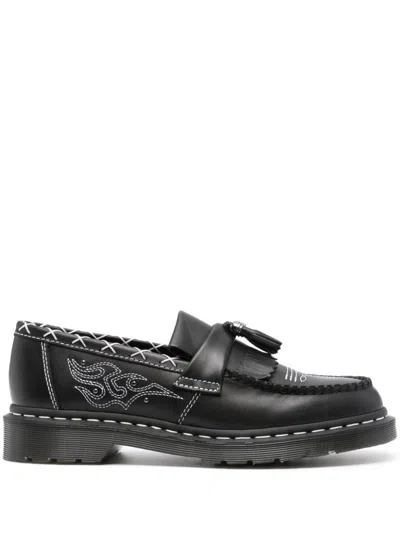 Dr. Martens' Adrian Gothic Americana Leather Loafes In Black