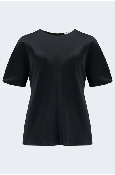 Vince Bias Cut Silk Satin T-shirt In Black