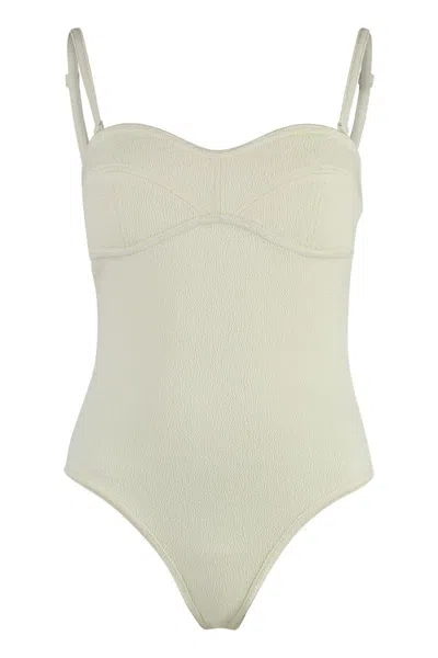 Bottega Veneta Nylon Bodysuit In Ivory