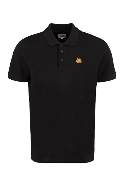 Kenzo Cotton Piqué Polo Shirt In Black