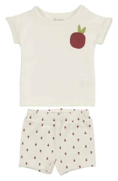 Maniere Babies' Berry Rib Knit Top & Shorts Set In White