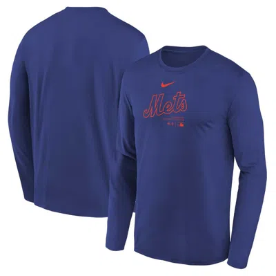 Nike Kids' Youth  Royal New York Mets Authentic Collection Long Sleeve Performance T-shirt
