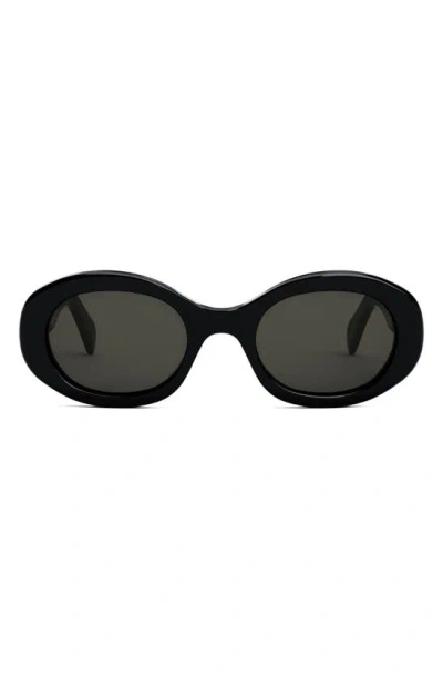 Celine Triomphe Logo Oval Acetate Sunglasses In Black