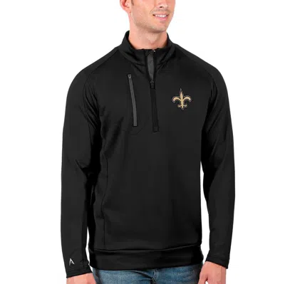 Antigua Black/charcoal New Orleans Saints Big & Tall Generation Quarter-zip Pullover Jacket