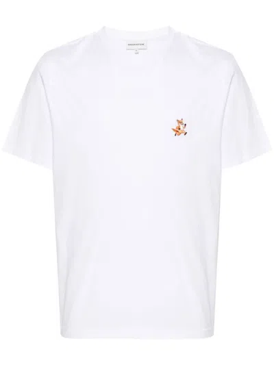 Maison Kitsuné Cotton T-shirt With Embroidered Fox In White