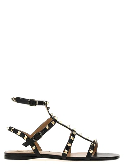 Valentino Garavani Rockstud Leather Sandals In Black