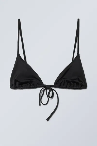 Weekday Shiny Triangle Bikini Top In Black