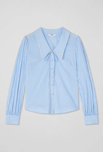 Lk Bennett Beecham Stripe-pattern Cotton-blend Regular-fit Shirt In Blue White