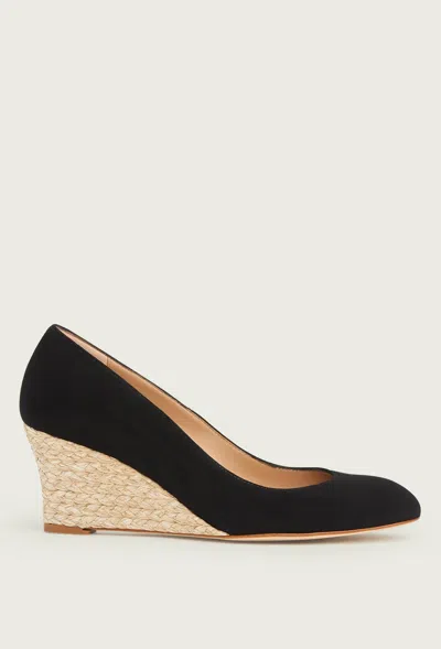 Lk Bennett Eevi Wedge Leather Courts In Black