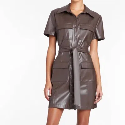 Amanda Uprichard Short Sleeve Greyson Dress In Brown