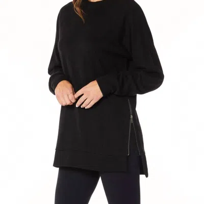 Bobi Zip Side Tunic Top In Black