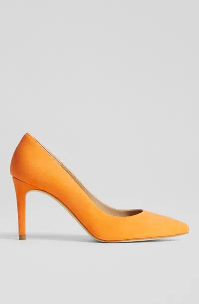 Lk Bennett Womens Ora-orange Floret Pointed-toe Suede Heeled Courts